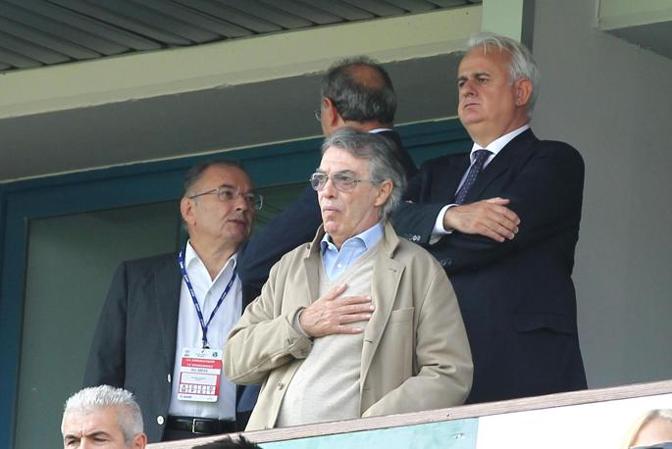 Il presidente del Sassuolo Squinzi con quello dell'Inter Massimo Moratti.  